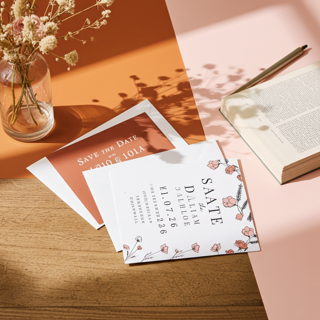 Personalised Pink Floral Save the Date Cards | A Stylish Way to Announce Your Wedding - Artfully Curated Creations and identify whats in the image
