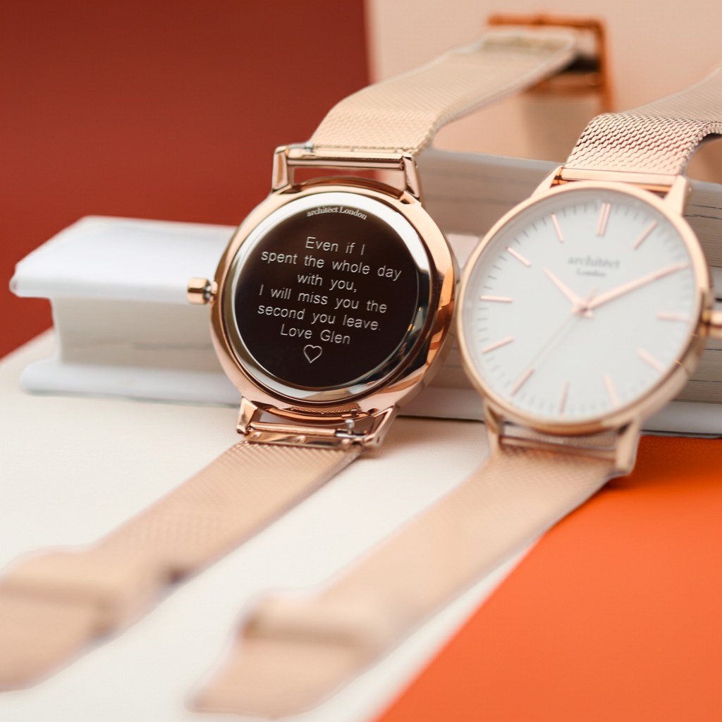 Personalised Ladies Blanc Handcrafted Watch By Architect London | Modern Font Engraving | A Personal Gift