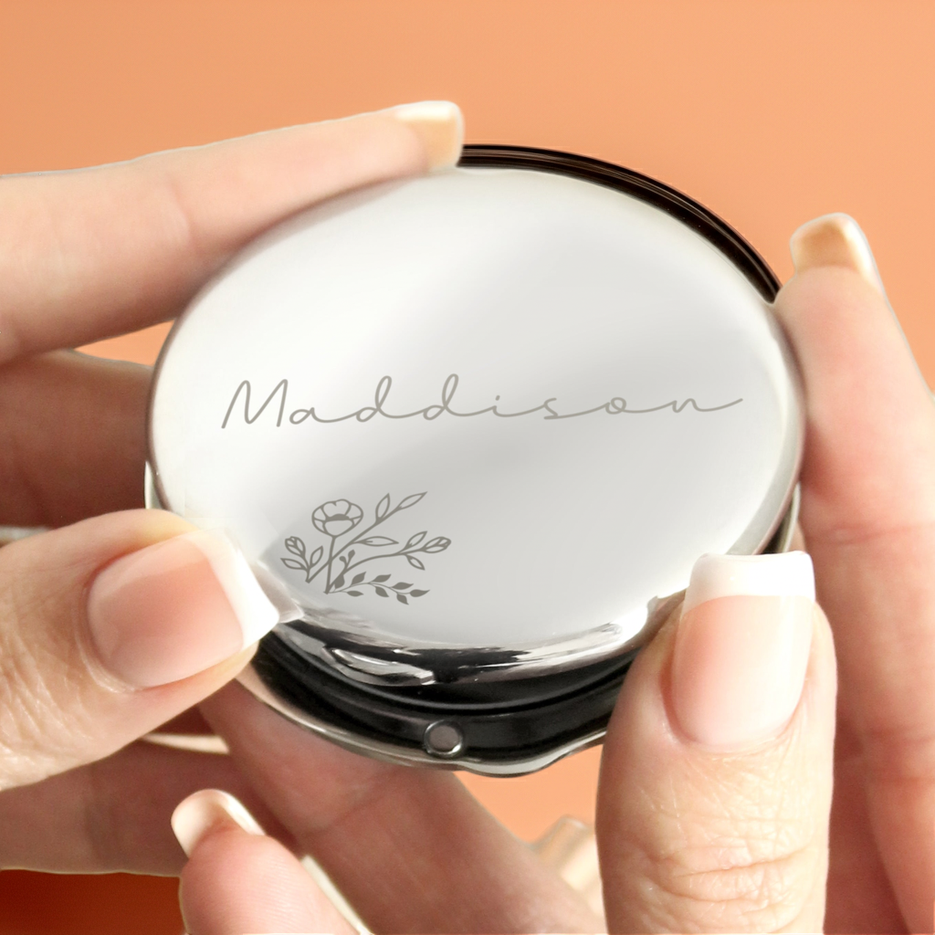 Personalised Round Compact Mirror | A Beautiful Gift for Any Occasion