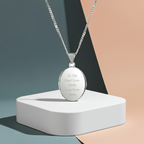 Personalised Sterling Silver Oval Locket | Engraved 5‑Line Message & Photo Keepsake Gift Box