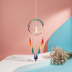 100cm Rainbow Beaded Tree of Life Dreamcatcher