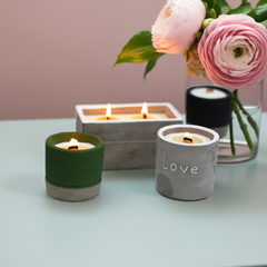 Concrete Wooden Wick Candle In Reusable Container | Multiple Styles & Scents Available