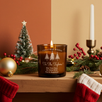 Personalised Amber Glass Vanilla Candle Jar | Custom Festive Keepsake Gift