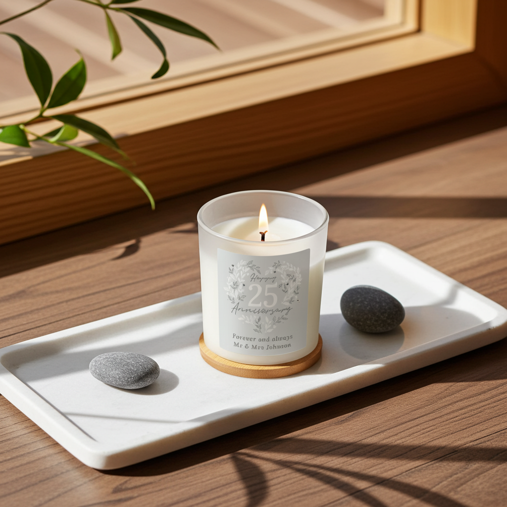 Personalised 25th Anniversary Vanilla Candle Jar | Silver Anniversary Keepsake