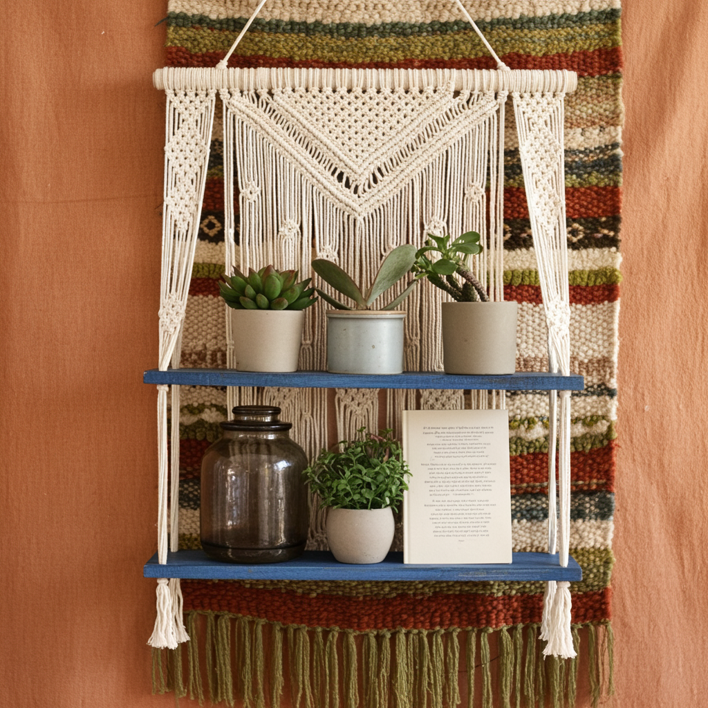 Macrame Double Hanging Shelf | Multiple Colours Available