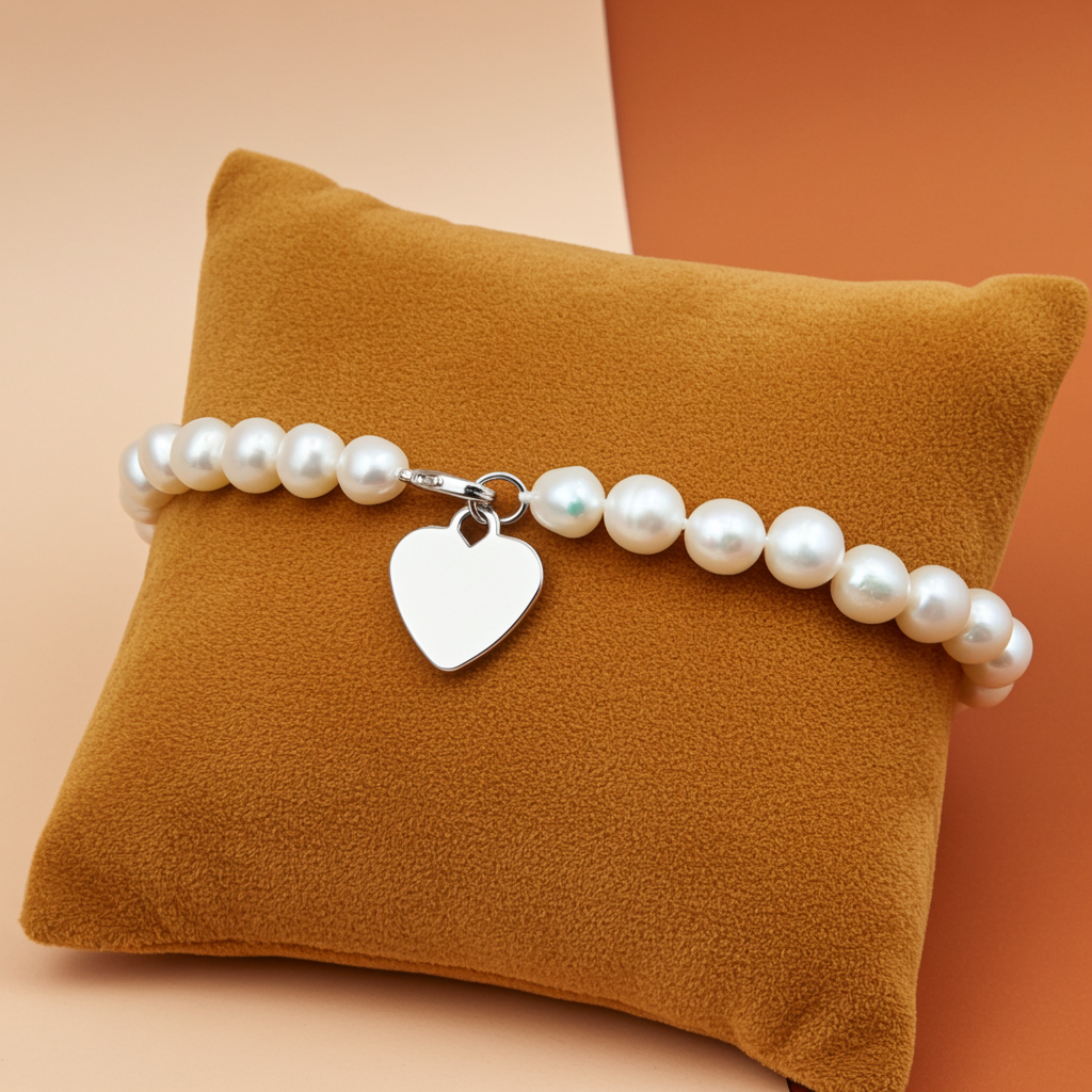 Personalised White Freshwater Pearl Bracelet | Engraved Message Gift Box