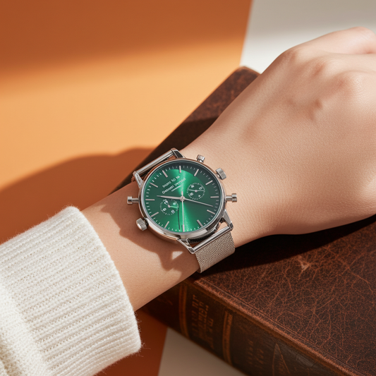 Personalised Men's Motivator Luxury Handcrafted Chronograph Watch By Architect London | Modern Font Engraving | A Personal Gift