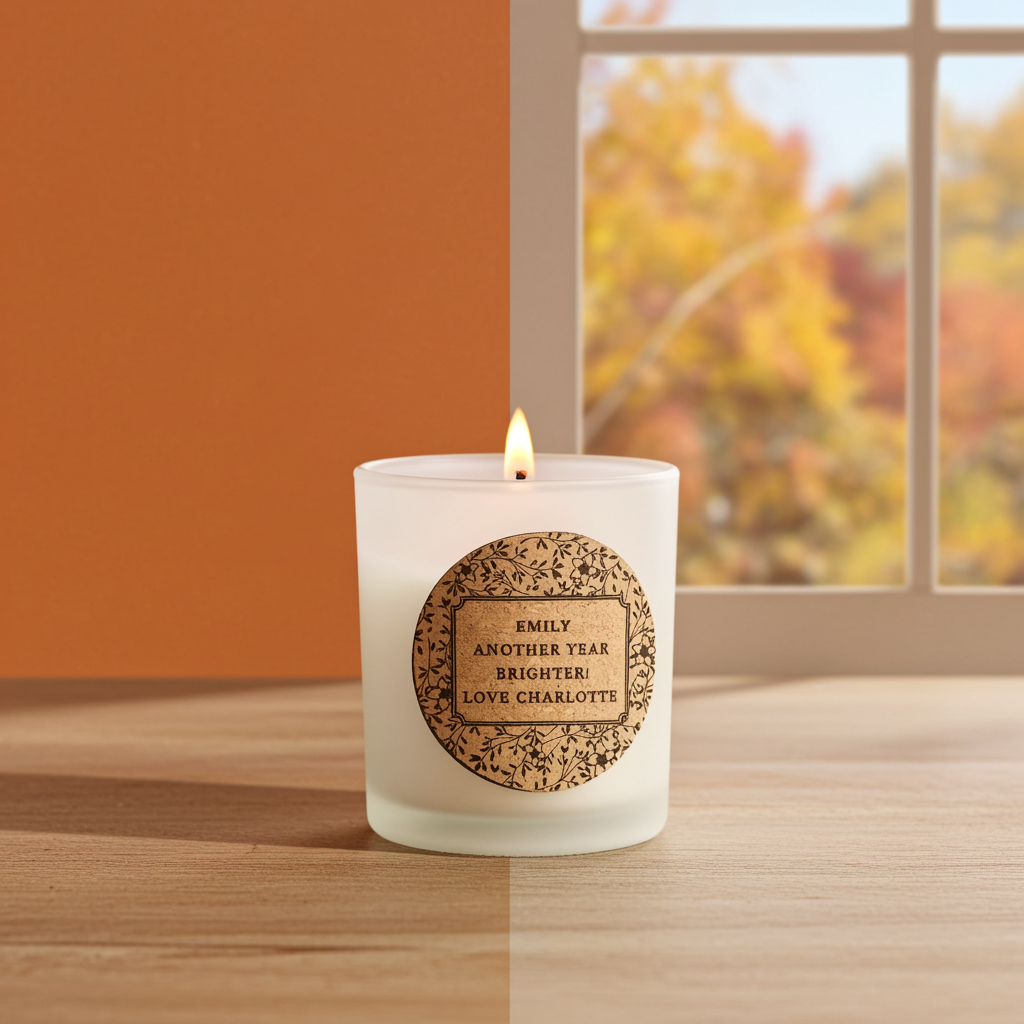 Personalised Floral Vanilla Scented Jar Candle | Custom Cork Label Gift - Artfully Curated Creations and identify whats in the image