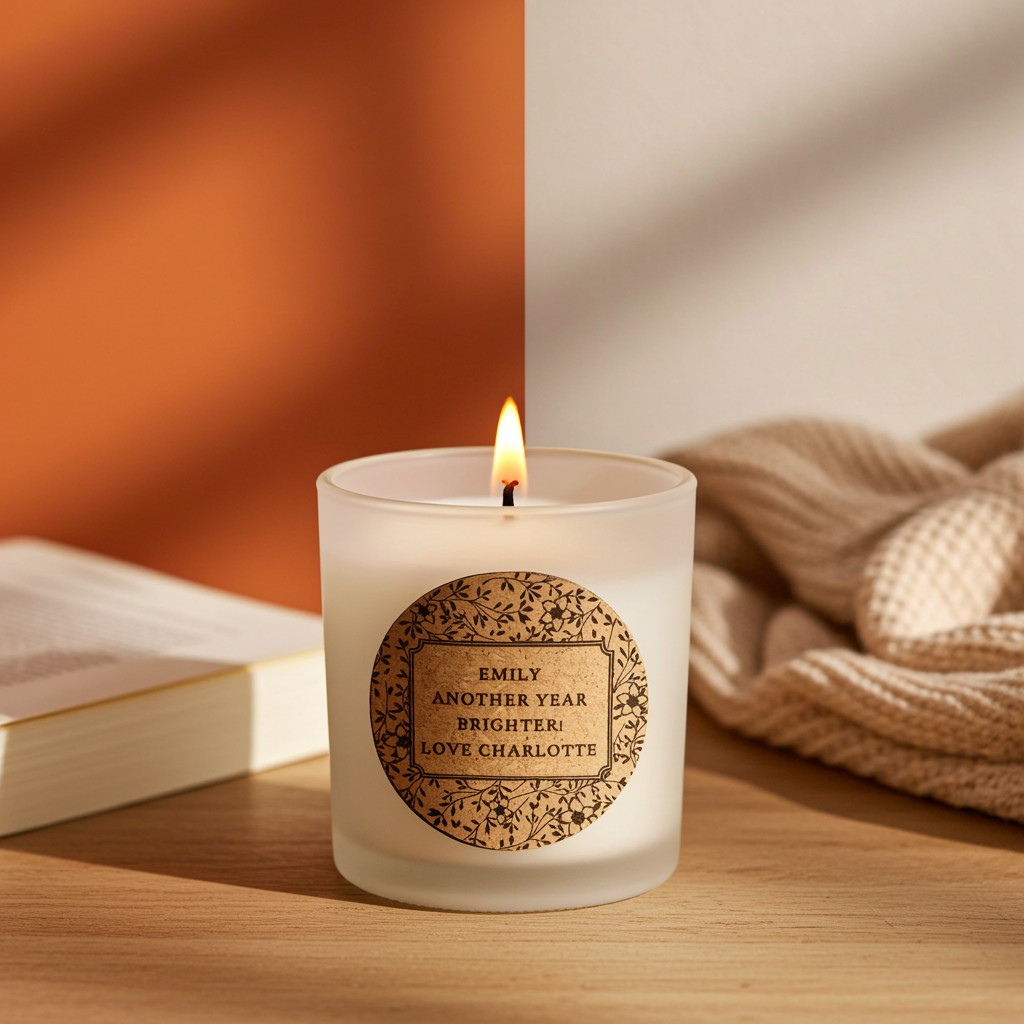Personalised Floral Vanilla Scented Jar Candle | Custom Cork Label Gift - Artfully Curated Creations and identify whats in the image
