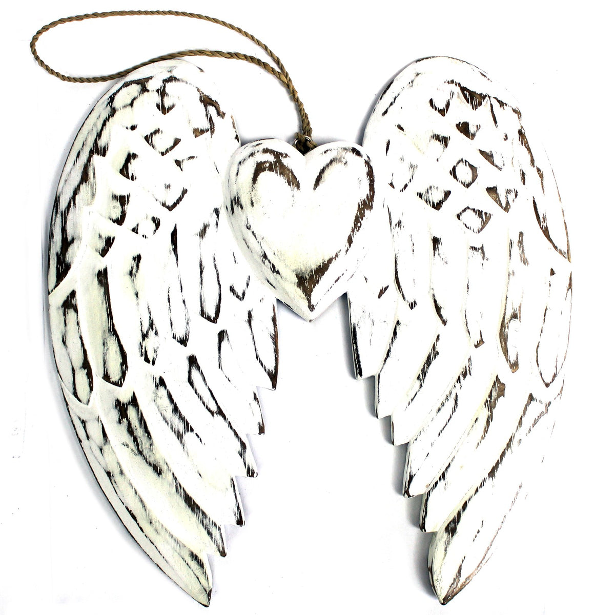 Hand Crafted 24cm Double Angel Wing With Heart - Artfully Curated Creations and identify whats in the image