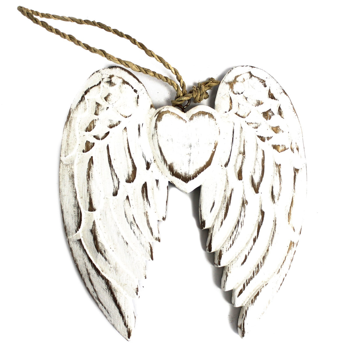 Hand Crafted 15cm Small Double Angel Wing With Heart - Artfully Curated Creations and identify whats in the image