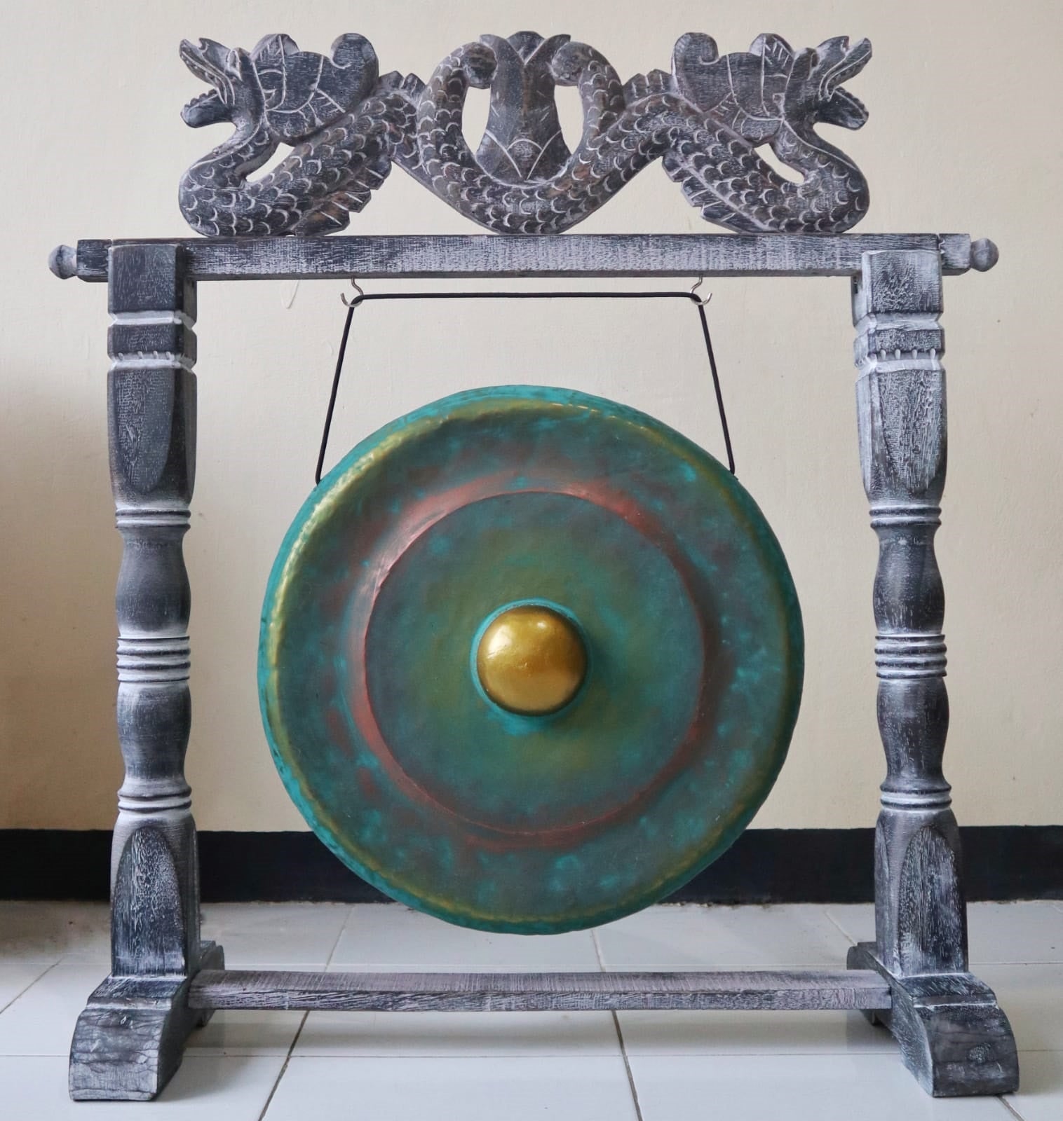 Antique Style Greenwashed Gong