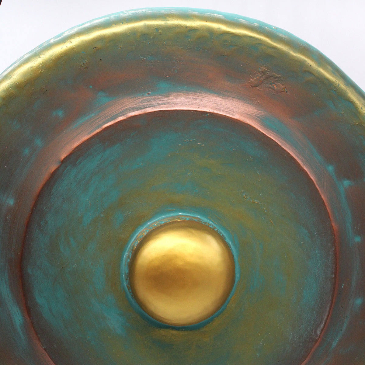 Antique Style Greenwashed Gong - Artfully Curated Creations and identify whats in the image